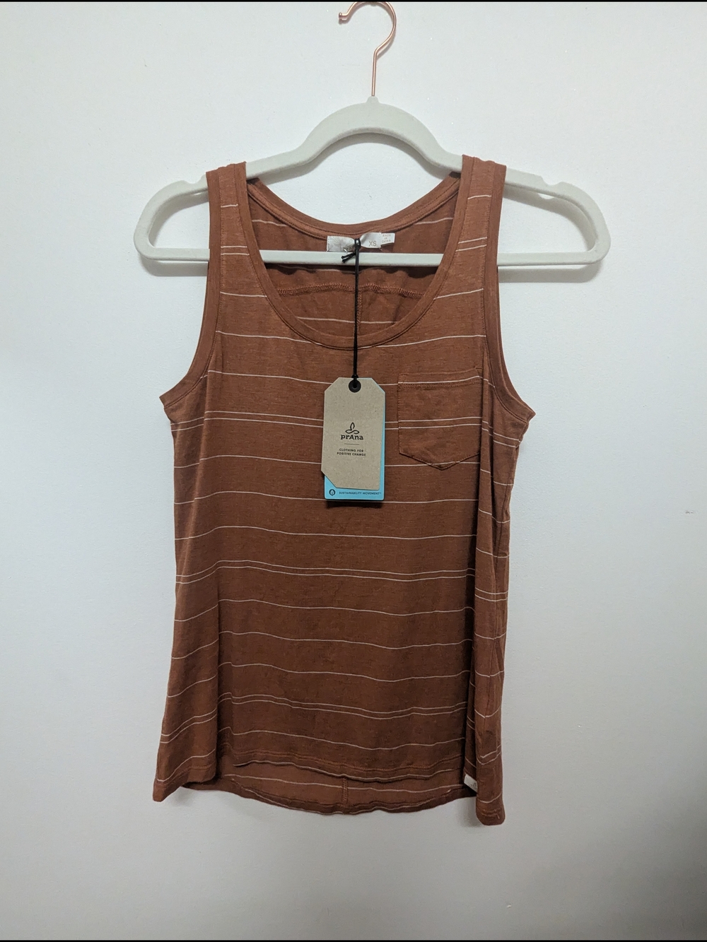 Prana Rust Striped Tank with Pocket